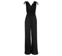 Overall LASCANA, Damen, Gr. 40, N-Gr, schwarz, Jersey, Obermaterial: 100% Viskose, unifarben, figurumspielend lang, tiefer V-Ausschnitt, Overalls Overall, mit Bändern zum Raffen der Träger, sommerlich