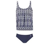 Oversize-Tankini LASCANA, Damen, Gr. 52, N-Gr, blau (marine, weiß), Polyamid, Ethnomuster, bedruckt, Bikini-Sets, im trendigen Ethno-Design (438698-52) marine, weiß