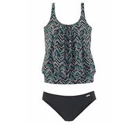 LASCANA Oversize-Tankini, mit grafischem Print 36, N-Gr schwarz Damen Tankinis ohne Bügel Damenbademode Oversize-Tankini 36, N-Gr schwarz, bedruckt