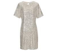 Paillettenkleid LASCANA "mit kurzen Ärmeln", Damen, Gr. 36, N-Gr, beige (champagner), Stoff, Obermaterial: 95% Polyester, 5% Elasthan. Futter: 100% Polyester, leicht glänzend, unifarben, festlich, fig