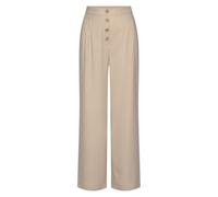 Palazzohose LASCANA, Damen, Gr. 46, N-Gr, braun (camelfarben), Stoff, Obermaterial: 100% Polyester, unifarben, modisch, figurumspielend lang, Hosen, mit Zierknöpfen und bequemen Bund, elegante Stoffho