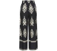 Palazzohose LASCANA, Damen, Gr. 44, N-Gr, schwarz (schwarz, sand bedruckt), Web, Obermaterial: 100% Viskose, bedruckt, modisch, figurumspielend lang, Hosen, mit Ethnoprint, Sommerhose, Topseller (3188