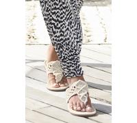 Pantolette LASCANA "Sommerschuh, Zehentrenner, Sandale, offener Schuh, Mule", Damen, Gr. 39, beige, Obermaterial: 100% Textilmaterial. Decksohle: 100% Textilmaterial. Futter: 100% Textilmaterial. Lauf