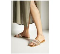 Pantolette LASCANA Gr. 39, bunt Damen Schuhe Strandaccessoires Mule, Sandale, offener Schuh in mehrfarbiger Bast-Optik VEGAN (97299509-39)