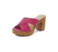 Pantolette LASCANA Gr. 41, pink Damen Schuhe Pantolette Pantoletten Mule, Sandale, offener Schuh aus Leder mit Blockabsatz (68467534-41)