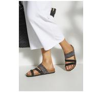 Pantolette LASCANA "Mule, Sandale, offener Schuh, Sommerschuh", Damen, Gr. 36, schwarz, Obermaterial: 50% Synthetik, 50% Textilmaterial. Decksohle: 100% Rindsleder. Laufsohle: 100% Synthetik, Glitzer,