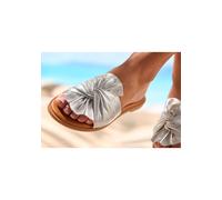 Pantolette LASCANA "Mule, Sandale, offener Schuh", Damen, Gr. 36, silber (silberfarben), Obermaterial: 100% Lammleder. Futter: 100% Schweinsleder. Decksohle: 100% Rindsleder. Laufsohle: 100% Synthetik