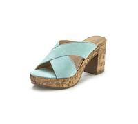 Pantolette LASCANA "Sommerschuh, offener Schuh, Sandalette, Mule", Damen, Gr. 38, blau (türkis), Obermaterial: 100% Ziegenleder. Decksohle: 100% Ziegenleder. Futter: 100% Synthetik. Laufsohle: 100% Sy