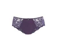 Panty LASCANA "Flora", Damen, Gr. 36/38, lila (pflaume), Spitze, Microtouch, Obermaterial: 89% Polyamid, 11% Elasthan, Unterhosen, mit feiner, leicht transparenter Spitze und edlem Accessoire (7513273