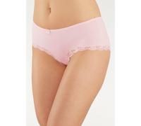 Panty LASCANA, Damen, Gr. 40/42, bunt (rosa, weiß, schwarz), Jersey, Obermaterial: 95% Baumwolle, 5% Elasthan. Spitze: 87% Polyamid, 13% Elasthan, unifarben, körpernah, Unterhosen Panty, aus elastisch