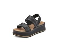 Plateausandale LASCANA Gr. 37, schwarz Damen Schuhe Riemchensandale Sandalette Sportliche Sandalen aus Leder mit modisch bequemer Plateausohle (35981121-37)