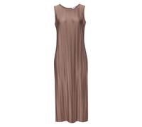 Plisseekleid LASCANA, Damen, Gr. 36, N-Gr, braun, Jersey, Obermaterial: 88% Polyester, 12% Elasthan, unifarben, figurumspielend ca. Mitte Wade, Rundhals, Kleider, in Midilänge, Trägerkleid, Sommerklei