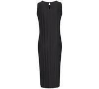 Plisseekleid LASCANA, Damen, Gr. 40, N-Gr, schwarz, Jersey, Obermaterial: 88% Polyester, 12% Elasthan, unifarben, figurumspielend ca. Mitte Wade, Rundhals, Kleider, in Midilänge, Trägerkleid, Sommerkl