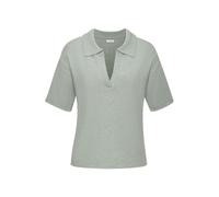 Poloshirt LASCANA, Damen, Gr. 36/38, blau (mint), Feinstrick, Obermaterial: 50% Viskose (LENZING™ ECOVERO™), 28% Polyester, 22% Polyamid, meliert, bequem hüftlang, V-Ausschnitt, normaler Saum, Shirts,