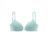 Push-up-BH LASCANA, Damen, Gr. 70, Cup E, blau (aquablau), Microtouch, Obermaterial: 60% Polyamid, 35% Polyester, 5% Elasthan, BHs Push-up-BH, mit sexy Bänderoptik vorn, Dessous (64757511-70) aquablau