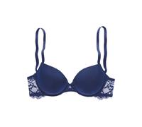 Push-up-BH LASCANA "Alana", Damen, Gr. 75, Cup C, blau (dunkelblau), Spitze, Obermaterial: 41% Seide, 33% Polyester, 20% Polyamid, 6% Elasthan, BHs Push-up-BH, mit hohem Seidenanteil und edler Spitze,