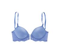 Push-up-BH LASCANA "Eleonora", Damen, Gr. 80, Cup E, blau (hellblau), Spitze, Microtouch, Obermaterial: 60% Polyamid, 35% Polyester, 5% Elasthan, feminin, BHs, mit feiner Schnürung in Satin-Optik und