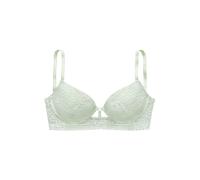 Push-up-BH LASCANA, Damen, Gr. 80, Cup C, grün (hellmint), Spitze, Obermaterial: 60% Polyamid, 33% Polyester, 7% Elasthan, BHs Push-up-BH, mit Bügel aus floraler Jacquardspitze, sexy Dessous (74827026