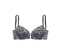 Push-up-BH LASCANA, Damen, Gr. 80, Cup AA, schwarz-weiß (leo, silberfarben), Microtouch, Obermaterial: 60% Polyamid, 35% Polyester, 5% Elasthan, BHs Push-up-BH, in aufregender Leo-Optik, sexy Dessous 