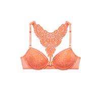 Push-up-BH LASCANA, Damen, Gr. 70, Cup D, orange (neon pfirsich), Spitze, Obermaterial: 60% Polyamid, 35% Polyester, 5% Elasthan, BHs Push-up-BH, mit hübschem Stickereimotiv im Rücken, sexy Dessous (4