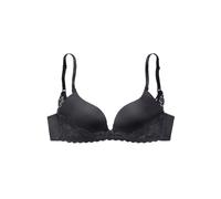 Push-up-BH LASCANA, Damen, Gr. 70, Cup C, schwarz, Microtouch, Obermaterial: 60% Polyamid, 35% Polyester, 5% Elasthan, BHs Push-up-BH, ohne Bügel, mit extra flachen Kanten und feiner Spitze, Dessous (