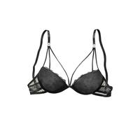 Push-up-BH LASCANA, Damen, Gr. 75, Cup AA, schwarz, Spitze, Obermaterial: 60% Polyamid, 35% Polyester, 5% Elasthan, BHs Push-up-BH, aus Spitze mit hübscher Bändchenoptik, sexy Dessous (877488-75) schw