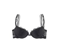 Push-up-BH LASCANA, Damen, Gr. 80, Cup B, schwarz, Spitze, Obermaterial: 60% Polyamid, 35% Polyester, 5% Elasthan, BHs Push-up-BH, mit praktischem Vorderverschluss und zarten Spaghettiiträgern, Dessou