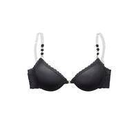 Push-up-BH LASCANA, Damen, Gr. 90, Cup C, schwarz, Spitze, Obermaterial: 60% Polyamid, 35% Polyester, 5% Elasthan, BHs Push-up-BH, mit Bügel, mit Vorderverschluss und transparenten Trägern, Dessous (2