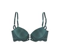 Push-up-BH LASCANA "Eleonora", Damen, Gr. 75, Cup A, grün (tannengrün), Spitze, Microtouch, Obermaterial: 60% Polyamid, 35% Polyester, 5% Elasthan, feminin, BHs, mit feiner Schnürung in Satin-Optik un