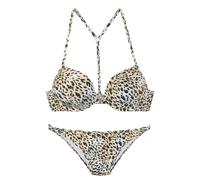 Push-Up-Bikini LASCANA "Silea", Damen, Gr. 34, Cup AA, beige (tierdruck), Recycling-Polyamid, Bikini-Sets, mit modischem Tierdruck (90695441-34) tierdruck