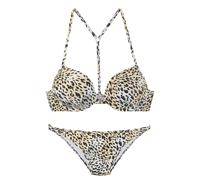 Push-Up-Bikini LASCANA "Silea", Damen, Gr. 36, Cup B, beige (tierdruck), Microfaser, Recycling-Polyamid, Animalprint, Bikini-Sets, mit modischem Tierdruck (63970943-36) tierdruck