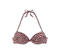 Push-Up-Bikini-Top LASCANA "Holly", Damen, Gr. 42, Cup C, rot (bordeaux bedruckt), Recycling-Polyamid, Animalprint, bedruckt, Bikini-Oberteile, mit Knotendetail (30646801-42) bordeaux bedruckt