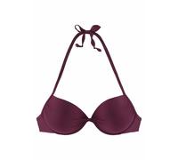 Push-Up-Bikini-Top LASCANA "Italy", Damen, Gr. 40, Cup A, rot (bordeaux), Microfaser, Microfaser, Polyamid, unifarben, Bikini-Oberteile, mit Raffung (689253-40) bordeaux