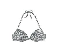Push-Up-Bikini-Top LASCANA "Sansa", Damen, Gr. 42, Cup B, grün (oliv, bedruckt), Recycling-Polyamid, bedruckt, Bikini-Oberteile, mit gedrehter-Optik (56090865-42) oliv, bedruckt