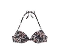 Push-Up-Bikini-Top LASCANA "Blair", Damen, Gr. 36, Cup C, schwarz (schwarz, bedruckt), Polyamid, geblümt, Bikini-Oberteile, mit floralem Design (89988315-36) schwarz, bedruckt