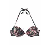 Push-Up-Bikini-Top LASCANA "Reese", Damen, Gr. 38, Cup A, schwarz (schwarz, bedruckt), Polyamid, bedruckt, Bikini-Oberteile, mit Palmendruck (22069140-38) schwarz, bedruckt