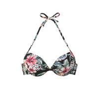 Push-Up-Bikini-Top LASCANA "Salsa", Damen, Gr. 40, Cup A, schwarz (schwarz bedruckt), Microfaser, Recycling-Polyamid, geblümt, Bikini-Oberteile, mit tollem Blumenprint (95080342-40) schwarz bedruckt