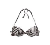 Push-Up-Bikini-Top LASCANA "Cleo", Damen, Gr. 38, Cup B, beige (schwarz, creme), Recycling-Polyamid, bedruckt, Bikini-Oberteile, mit geometrischem Druck (48299921-38) schwarz, creme