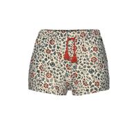 Schlafshorts LASCANA, Damen, Gr. 44/46, N-Gr, beige (ecru), Single Jersey, Obermaterial: 60% Polyester, 36% Viskose, 4% Elasthan, geblümt, bequem kurz, Hosen, im Blumen Allover-Druck (51531658-44) ecr