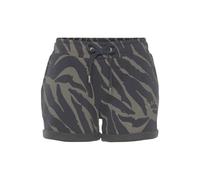 Relaxshorts LASCANA, Damen, Gr. 32/34, N-Gr, grau (dunkelgrau, taupe), Sweatware, Obermaterial: 60% Baumwolle, 40% Polyester, gemustert, bestickt, casual, bequem kurz, Hosen, mit seitlichen Taschen un