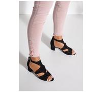 Riemchensandalette LASCANA "Sommerschuh", Damen, Gr. 35, schwarz, Obermaterial: 100% Textilmaterial. Decksohle: 100% Lederimitat. Futter: 100% Lederimitat. Laufsohle: 100% Synthetik, unifarben, Basic,