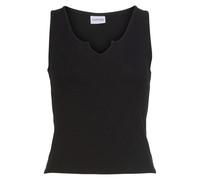Ripptanktop LASCANA, Damen, Gr. 36/38, schwarz, Rippware, Obermaterial: 95% Viskose, 5% Elasthan, unifarben, modisch, figurbetont hüftlang, V-Ausschnitt, ohne Ärmel, Tops, mit kleinem V-Ausschnitt, fi
