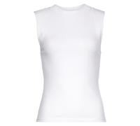 Ripptanktop LASCANA, Damen, Gr. 40/42, weiß, Feinripp, Obermaterial: 95% Baumwolle, 5% Elasthan, unifarben, modisch, figurbetont hüftlang, hoch geschlossener Ausschnitt, ohne Ärmel, Tops, mit breiten