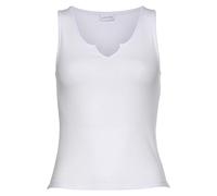 Ripptanktop LASCANA, Damen, Gr. 44/46, weiß, Rippware, Obermaterial: 95% Viskose, 5% Elasthan, unifarben, modisch, figurbetont hüftlang, V-Ausschnitt, ohne Ärmel, Tops, mit kleinem V-Ausschnitt, figur