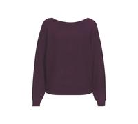 Rundhalspullover LASCANA, Damen, Gr. 36/38, lila (burgunder), Strick, Obermaterial: 50% Viskose, 28% Polyester, 22% Polyamid, unifarben, figurumspielend hüftlang, Rundhals, Fledermausärmel, Pullover,