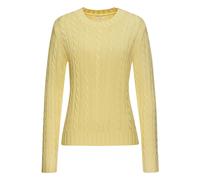 Rundhalspullover LASCANA, Damen, Gr. 36/38, hellgelb, Strick, Obermaterial: 50% Baumwolle, 50% Polyacryl, unifarben, figurumspielend hüftlang, Rundhals, Rippstrickbündchen, Pullover Rundhalspullover (