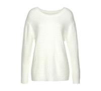 Rundhalspullover LASCANA Gr. 36/38, beige (naturweiß) Damen Pullover Rundhalspullover mit Flausch-Effekt Bestseller (87266855-36)