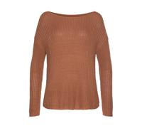 Rundhalspullover LASCANA, Damen, Gr. 32/34, orange (rostorange), Grobstrick, Obermaterial: 100% Polyacryl, unifarben, figurumspielend hüftlang, Pullover Rundhalspullover, aus weichem Grobstrick, locke