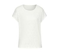 Rundhalsshirt LASCANA "mit funkelnden Pailetten", Damen, Gr. 32/34, beige (creme), Strick, Obermaterial: 98% Polyester, 2% Elasthan, Glitzermuster, leicht durchscheinend, bequem, Rundhals, Shirts Rund
