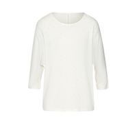 Rundhalsshirt LASCANA "mit funkelnden Strass-Steinen", Damen, Gr. 40/42, beige (creme), Strick, Obermaterial: 50% Viskose (LENZING™ ECOVERO™), 46% Polyester, 4% Elasthan, Glitzermuster, figurumspielen